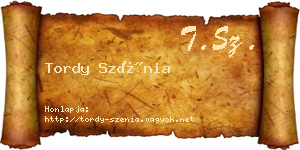 Tordy Szénia névjegykártya